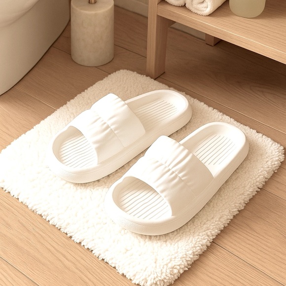 Serenity White Spa Slide Sandals | Plush Comfort for Self-Care Days - Picture 2 of 4